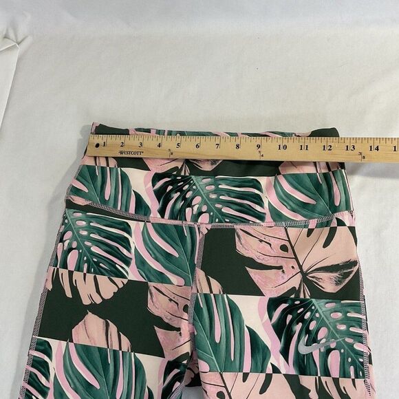 New Nike Dri Fit Activewear Cropped Pant Legging Pink Leaf Women's Medium - Picture 6 of 9